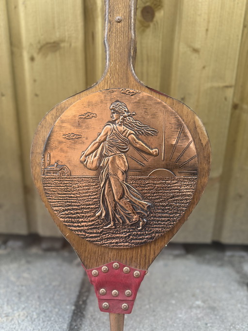 Antique Fireplace Blower with Copper Decoration