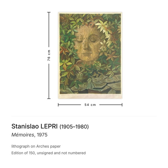 Image 1 of Litografía Stanislao LEPRI Mémoires 1975