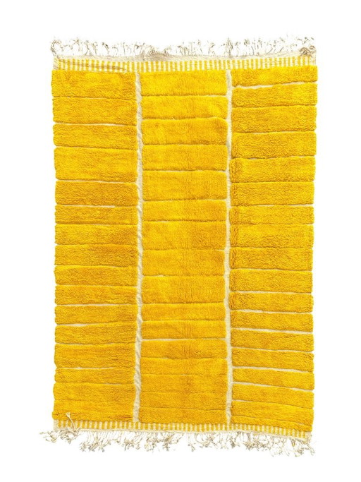 Geel Mrirt Marokkaans wollen tapijt 200x300 cm – Handgemaakt dik wollen Berber tapijt geweven door een (photo 2 of 10)