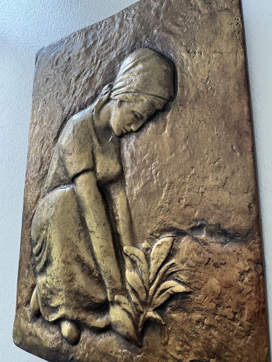Image 1 of Antique bronze low relief painting