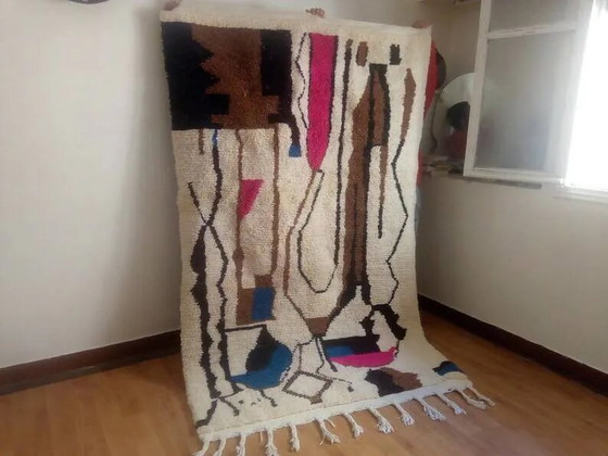 Tappeto berbero di design - tocco marrone - tappeto marocchino fatto a mano - 247x152 cm – Tappeti, Wool (photo 4 of 9)