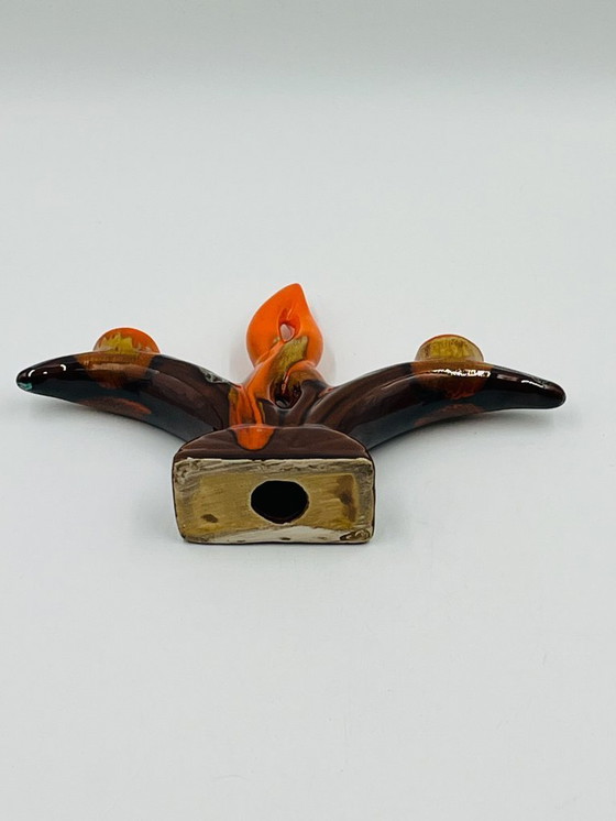 Image 1 of Vallauris dubbele kandelaar, vintage keramiek van Fontaine de Vaucluse