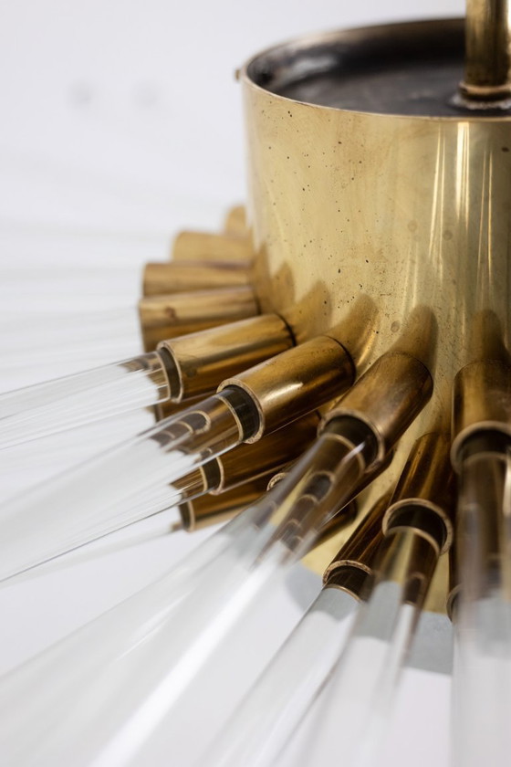 Image 1 of Kronleuchter aus Glasröhren, strahlend. Zeitgenössische Kreation.