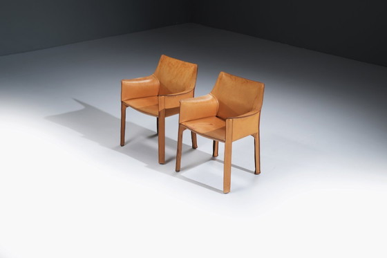Image 1 of Stunning natural leather Cab 413 dining chair by Mario Bellini for CASSINA Italy