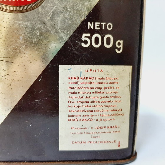 Image 1 of Vintage tin can of cocoa powder with the brand "Kraš"