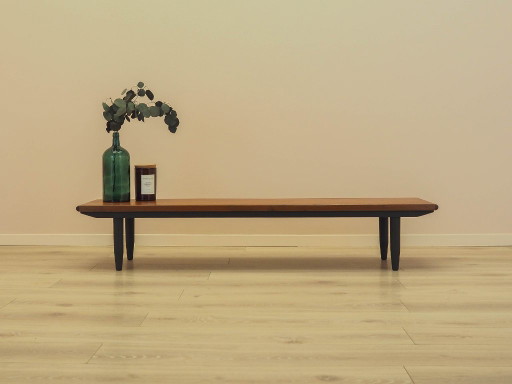 Aparador de teca con patas cónicas oscuras, mesa consola baja danesa, década de 1970. – consoles, Wood (photo 2 of 13)