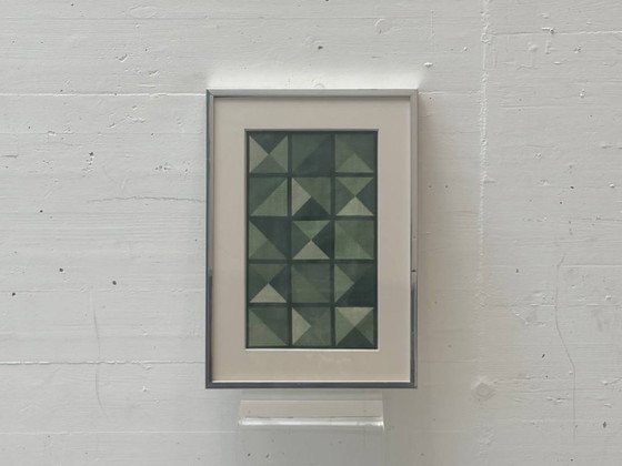 Image 1 of Geometric textile picture in an aluminum frame, 1970s