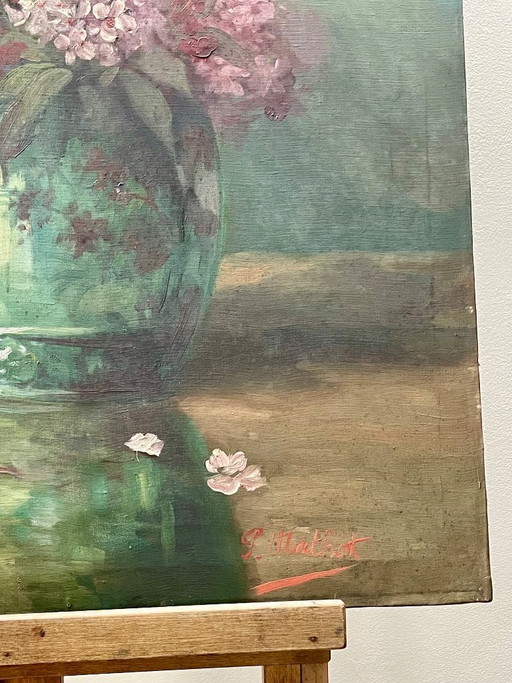 Large antique oil painting on canvas, signed (early 20th century)