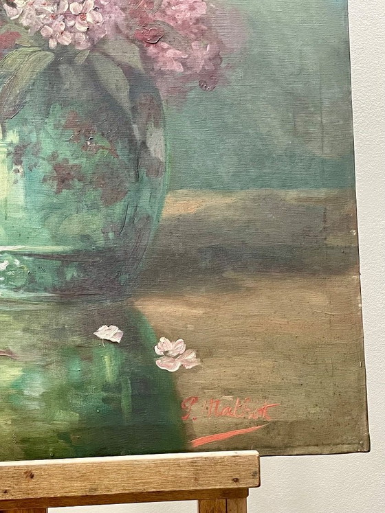 Image 1 of Large antique oil painting on canvas, signed (early 20th century)