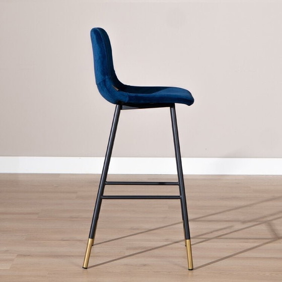 Image 1 of Velvet barkruk mikky blauw