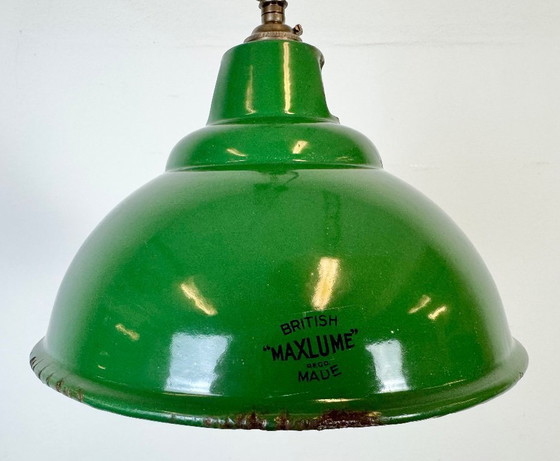 Image 1 of Industrial Green Enamel Factory Pendant Lamp from Maxlume, 1960s