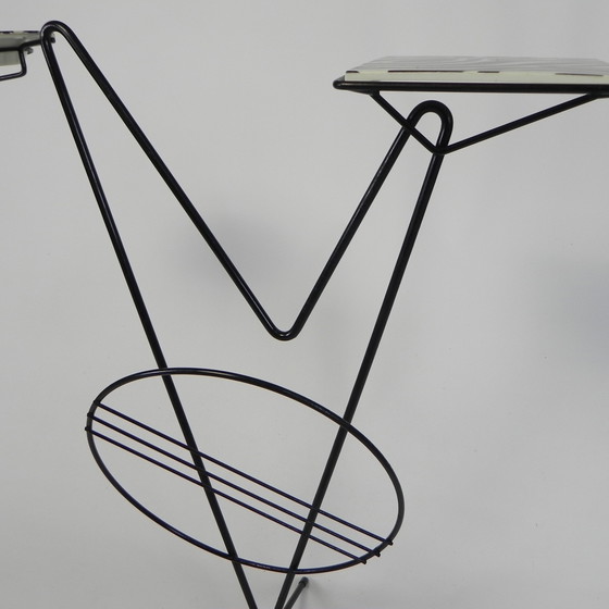 Image 1 of Fifties side table with newspaper rack and COGEBI ORNAMIN parts