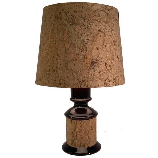 Mid-Century Deutsche Kork und Glas Tischlampe