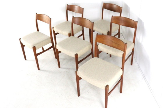 Set di 6 sedie da pranzo vintage Iversen per Glygnore, di Arne Wahl, nuove, imbottite. – Wood (photo 7 of 16)