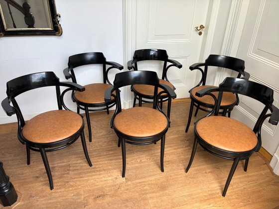 6x black Thonet style Armchairs with leather seat – Wood (photo 3 of 17)