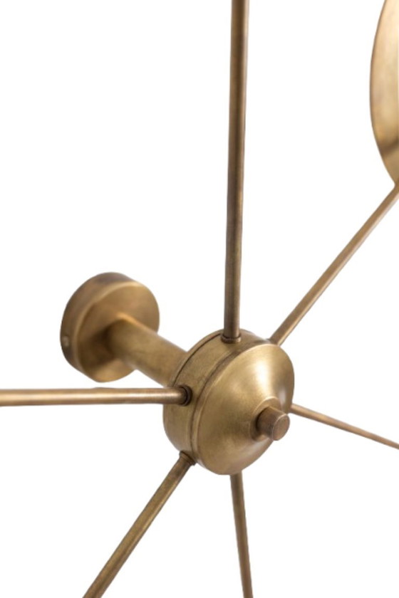 Image 1 of Wandlamp met 6 lichtpunten in gepatineerd messing, eigentijds werk