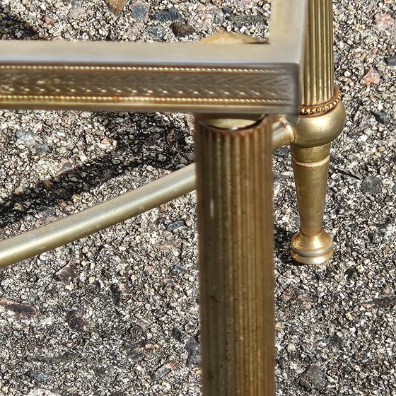 Image 1 of Tavolino da caffè vintage francese in marmo e ottone - Tavolo da cocktail - Tavolo da salotto - Stile Regency - Anni '70