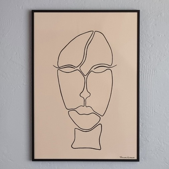 Image 1 of Frances Eckhardt - A2 frame with artwork hand-painted figurative face