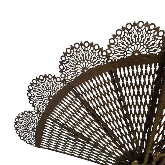 Image 1 of Antique French brass peacock fire screen, late 19th century