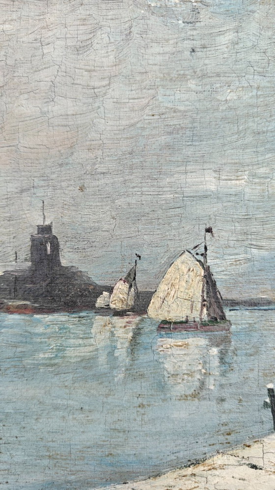 Dutch winter landscape, 32cm x 24cm. – Paintings & Drawings, Wood, Canvas (photo 10 of 12)