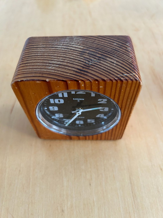 Réveil vintage Lumen en bois, Pendules, Métal, Plastique, Noir (photo 5 sur 5)