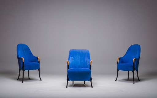  Italienische Alcantara-Projektsessel von Umberto Asnago für Giorgetti/Progetti, 1980er Jahre, 3 Exemplare