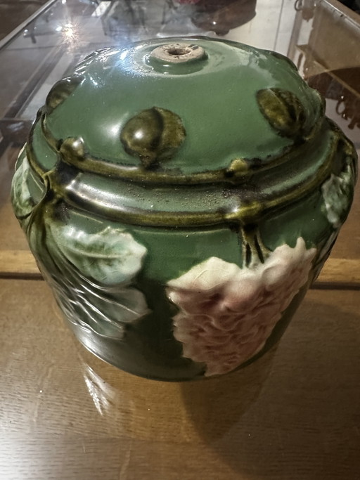 Art Nouveau lamp element in glazed ceramic with vine decoration, France, early 20th century – hanglampen