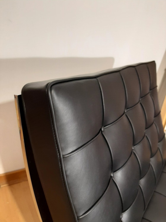 Image 1 of Knoll Set Barcelona New-Never Used Black Leather Design by Ludwig Mies Van Der Rohe and Lilly Reich (1929)