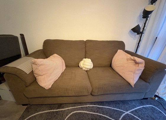 Graues 3-Sitzer Sofa, 3-5 Sitzer Sofas, Baumwolle, Stoff (Foto 2 von 5)