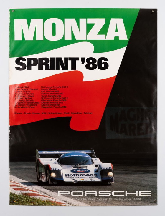 Image 1 of Porsche Monza Sprint – 1986 – Poster originale vintage Porsche – Motorsport anni '80 – 102x76 cm