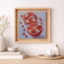 Pomegranate, Contemporary Impressionism in Miniature, 15x15; Sandra Kolondam