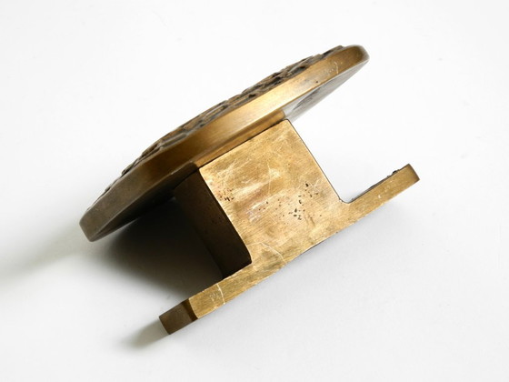 Image 1 of Wunderschöner, doppelseitiger Türgriff im Mid-Century-Modern-Stil aus schwerer Bronze.