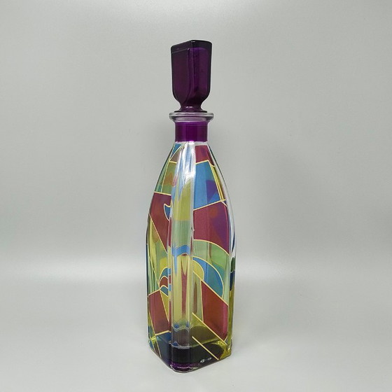 Image 1 of Prachtige karaf of decoratieve fles uit de jaren 70 van Luigi Bormioli. Gemaakt in Italië.