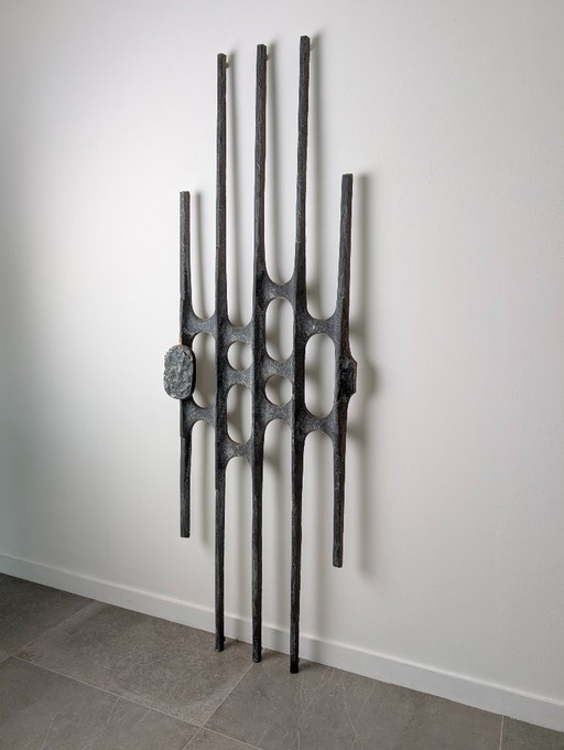 Brutalist Cast Aluminum Door Panel, 1960s, Style of Paul Evans