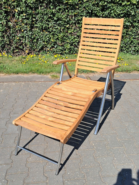 Image 1 of Stylist-Line Deckchair/Lounging Chair with Detachable Footrest and Cushion