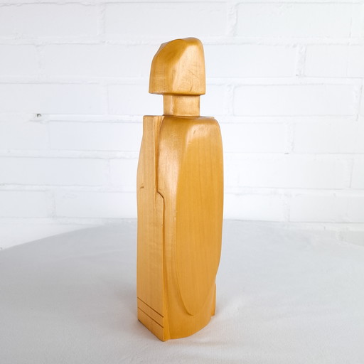 sculpture abstraite vintage en bois