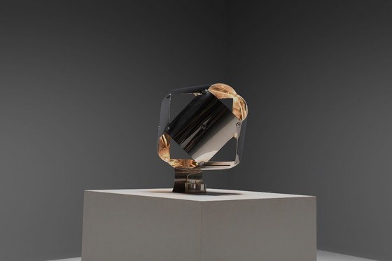Image 1 of Lampe de table en acier inoxydable par Edera Radici pour Sagim - Italie, 1970