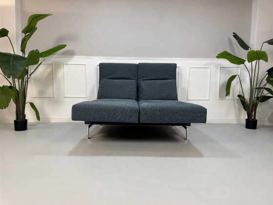 Image 1 of Petit canapé Brühl Moule, tissu bleu, fonction convertible