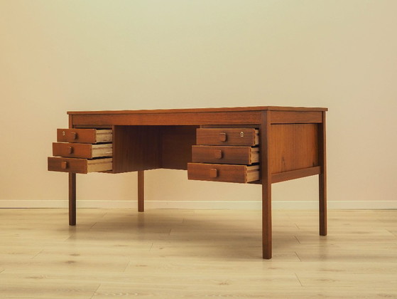 Escritorio danés de teca con seis cajones, chapado en madera, década de 1960. – Wood (photo 7 of 19)