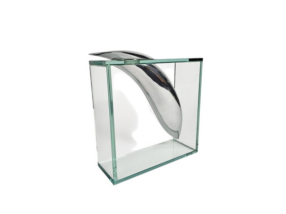 Image 1 of Dutch Lisa Mori For Inn - Modernist - Glass - Crystal - Aluminum - Vase - 90's