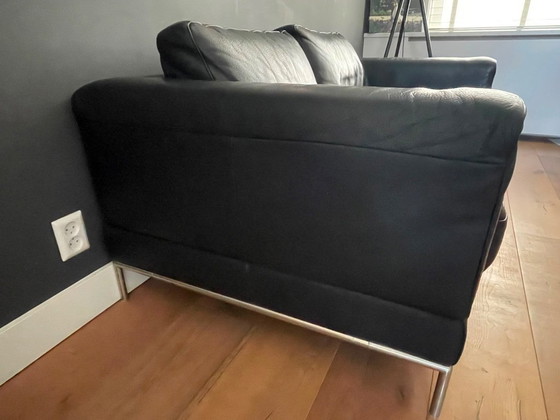 Image 1 of Zwart lederen vintage IKEA bank 