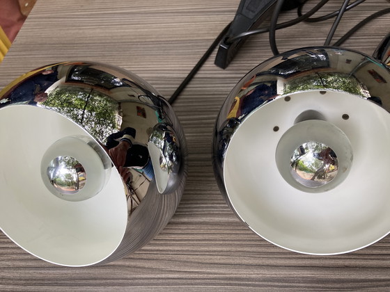 Image 1 of 4 Globe Hanglampen Metaal, Chroom, Jaar 70/80