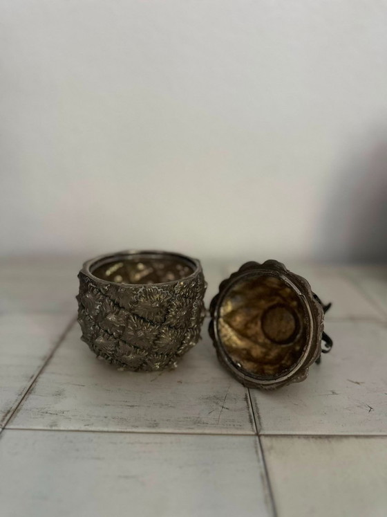 Image 1 of Secchiello per il ghiaccio vintage a forma di ananas — argento ossidato | anni '60-'70