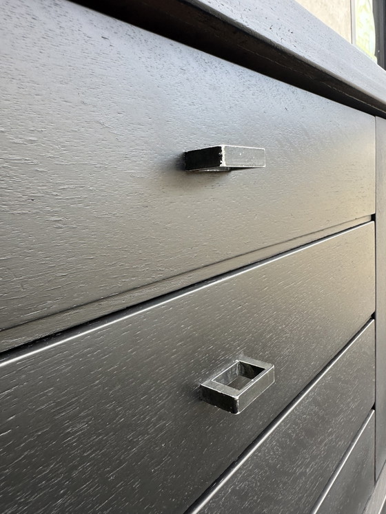 Image 1 of XL design black stained oak brutalist sideboard - De Coene
