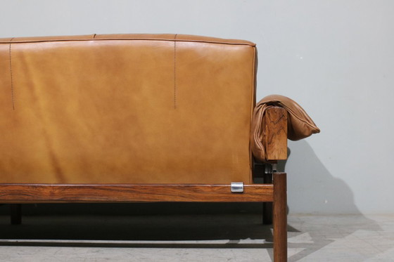 Image 1 of MP13 Sofa aus Leder und Palisanderholz von Percival Lafer, 1970er Jahre