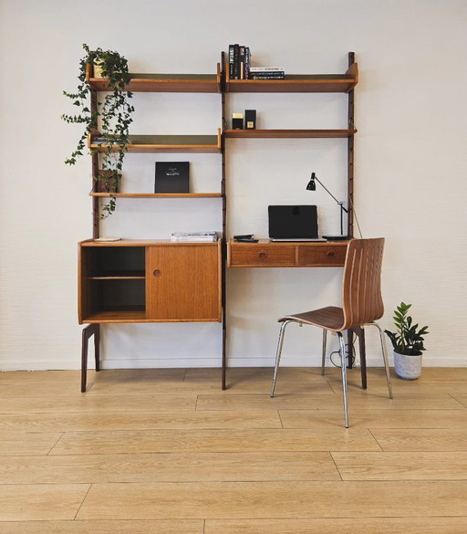 Ergo De Luxe Texmon Modular Set – Two Modules with Desk (Teak Wood)