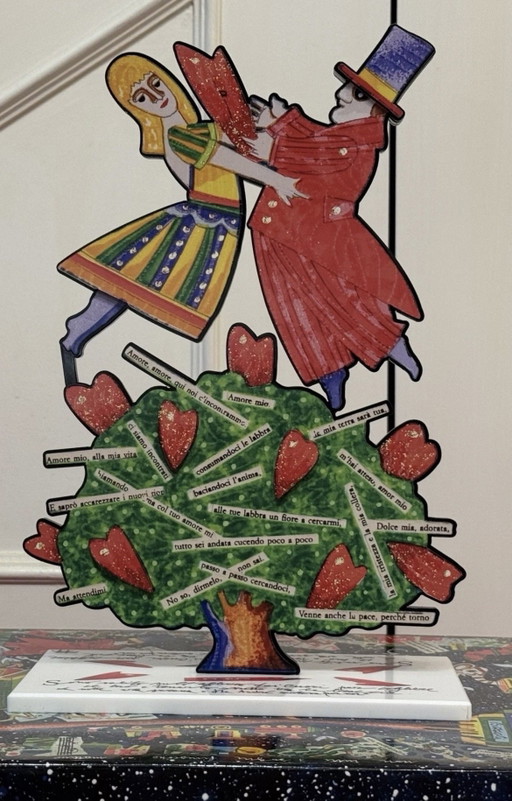 Francesco Musante sculpture in colored resins, I climbed the tree of hearts