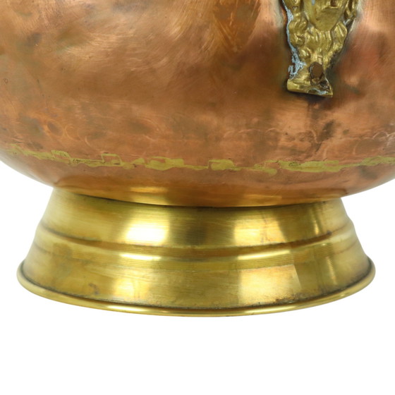 Image 1 of Antique Copper Helmet-Shaped Coal Kit Flower Pot