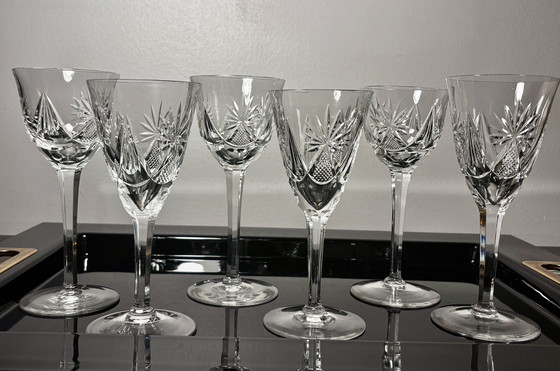 Image 1 of 6 Kristallgläser, wahrscheinlich von Saint Louis oder VSL hergestellt