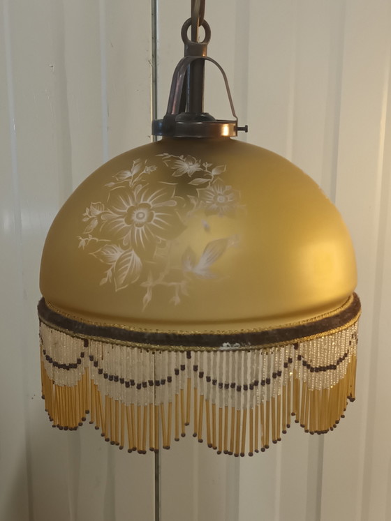 Koppel Vintage Hanglamp Met Kralen – Hanglampen, Copper, Glass (photo 12 of 15)